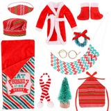 Christmas Elf Accessories - 11Pcs Elf Doll Clothes Accessories Include Costume Hammock Sleeping Bag Set Mini Props Elf Christmas Elf Clothes and Accessories Present for Kids