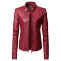 Wool Winter Coats Womens Long Sleeve Leather Jacket Motorcycle Leather Jacket PU Leather Jacket Fashion Womens Jacket Coat