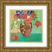 Maria Robin 20x20 Gold Ornate Wood Framed with Double Matting Museum Art Print Titled - Vase of Peach and Blue Roses