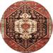 Ahgly Company Indoor Round Traditional Saffron Red Persian Area Rugs 3 Round