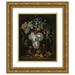 Abraham Mignon 20x24 Gold Ornate Framed and Double Matted Museum Art Print Titled - Still-Life with Grapes and Fruits in a Niche