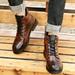 Tawop Boots Vintage Imitation Leather Men S Boots Leather Shoes Fashionable Men S Middle Top Boots Men Motorcycle Boots Pirate Boots Women