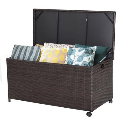 Costway 50 Gallon Patio Rattan Wicker Storage Deck Box Container - See Details