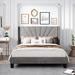 Modern Design Queen Size Velvet Upholstered Platform Bed with Sturdy Wood Frame Construction,Box Spring Needed for Bedroom