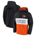 Men's Fanatics Branded Black/Orange Philadelphia Flyers Backhand Shooter Defender Anorak Raglan Hoodie Quarter-Zip Jacket