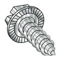 8-18X5/8 Indent Hex Washer Slotted Self Tap Screw AB Serrated Full Thread 18-8 Stainless St (Pack Qty 5 000) BC-0810ABSWS188