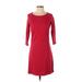 Love, Hanna Casual Dress - Sheath Scoop Neck 3/4 sleeves: Red Print Dresses - Women's Size X-Small