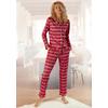 Pyjama H.I.S, Damen, Gr. 32, rot (rot, kariert), Flanell, Obermaterial: 100% Baumwolle, klassisch, Basic normal, V-Ausschnitt, Langarm Manschette kontrastfarben, Homewear-Sets, aus Flanell mit Allover-Karomuster