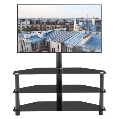 Black Multi-function TV Stand Height Adjustable Bracket Swivel