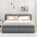 Upholstery Platform Bed with 2 Drawers, Modern Design Linen Bedframe with Headboard & Footboard, Strong Wood Slats Support