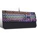 Typewriter Style Mechanical Gaming Keyboard Black Retro Punk Gaming Keyboard with RGB Backlit 104 Keys Blue Switch Wired Cute Keyboard Round Keycaps for Windows/Mac/PC