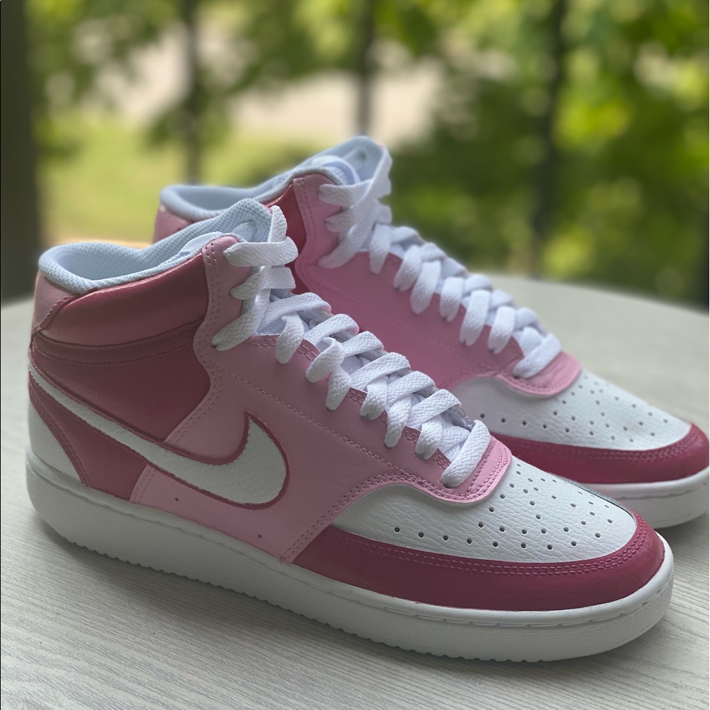 Nike Shoes | Custom Nike Painted Nike Sneakers - Size 7 | Color: Pink/White | Size: 7