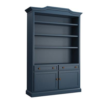 Casa Florentina Josephina Bonnet Top Large Bookcase with Door - Saturated Slate Blue - Ballard Designs