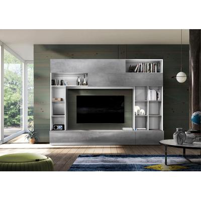 Wohnwand INOSIGN "Praktiko", weiß (weiß, beton, optik), B:277cm H:209cm T:40cm, Kastenmöbel-Sets Image