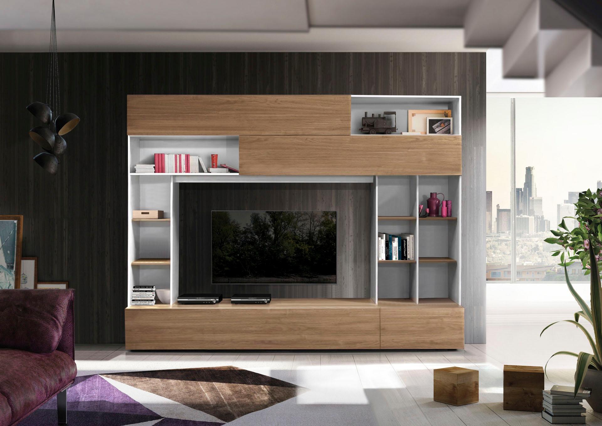 Wohnwand INOSIGN "Praktiko", weiß (nussbaum hell nb, weiß), B:277cm H:209cm T:40cm, Kastenmöbel-Sets