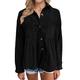 Womens Lapel Shirts Corduroy Long Sleeve Button Down Shirts Jacket Tops Plus Size Pullover Women (Black-a, M)