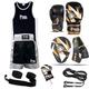 PRIME KID BOXING UNIFORM TOP & SHORT + KIDS BOXING GLOVES 4 OZ BLACK WHITE (1001) WITH FOCUS PAD BLACK WHITE 1104 (Boxing Gloves (1001) Focus Pad (1104), Uniform 5-6 Years)