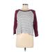 Me To We Long Sleeve T-Shirt: Crew Neck Covered Shoulder White Color Block Tops - Women's Size Medium