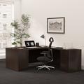 Wade Logan® Ashmin 66.93" L-Shaped Office Executive Desk w/ File Cabinets Wood in Brown | 29.53 H x 66.93 W x 82.67 D in | Wayfair