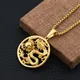 Collier pendentif dragon de bon augure creux pour hommes amulette porte-bonheur style chinois