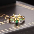 Loki – ensembles de bagues pour femmes super-héros Thor cristal vert bagues de casque de couronne