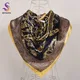 BYSIFA – foulard Hijab en soie pour femme châle de plage carré à la mode noir or automne