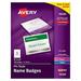 Avery Pin Style Name Badges 3 x 4-Inches for Laser and Inkjet Printers White Pack of 100 (74540)
