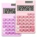 2 Pieces Basic Standard Calculators Mini Digital Desktop Calculator with 8-Digit LCD Display Battery Solar Power Smart Calculator Pocket Size for Home School for Kids (Purple Pink)