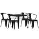Flash Furniture Helvey Commercial 5 Piece Indoor-Outdoor Table and Chairs 31.5 Square Table with Poly Resin Top 4 Metal Chairs with Poly Resin Seats Black
