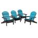 GDF Studio Cartagena Outdoor Acacia Wood Folding Adirondack Chairs with Cushions Set of 4 Dark Gray and Dark Teal