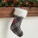The Holiday Aisle® Fur Cuff Stocking Faux Fur/Polyester in Gray/White | 10 H x 18 W in | Wayfair D7D4778E936A41AFA42666443E03A18B