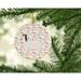 The Holiday Aisle® Skye Terrier Merry Christmas Hanging Figurine Ornament Ceramic/Porcelain in Pink/White | 2.8 H x 2.8 W x 0.15 D in | Wayfair