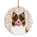 The Holiday Aisle® Australian Shepherd Red Tricolor Christmas Hanging Figurine Ornament /Porcelain in Brown/Red/White | Wayfair