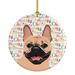 The Holiday Aisle® French Bulldog 2 Hanging Figurine Ornament Ceramic/Porcelain in Black/Brown/Pink | 2.8 H x 2.8 W x 0.15 D in | Wayfair