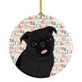 The Holiday Aisle® Pug 1 Hanging Figurine Ornament Ceramic/Porcelain in Black/Blue/Pink | 2.8 H x 2.8 W x 0.15 D in | Wayfair