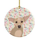 The Holiday Aisle® Chihuahua Silver Christmas Hanging Figurine Ornament Ceramic/Porcelain in Blue/Brown/Red | 2.8 H x 2.8 W x 0.15 D in | Wayfair