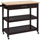 Red Barrel Studio® 3 Tier Rolling Kitchen Cart Microwave Cart Service Cart w/ Storage Drawers & Shelves in Brown | 36.5 H x 40 W x 20 D in | Wayfair