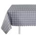 Gracie Oaks Grey-white Plaid Wipeable Oilproof Wrinkle-free Waterproof Scalloped Tablecloth Polyester in Gray/Black | 55 W x 0.25 D in | Wayfair