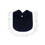 Sunisery Newborn Baby Boys Girls Drool Bibs Lace Trim Soft Absorbent Toddler Teething Feeding Bib Snaps Bibs Burp Navy Blue 0-2 Years