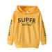 KIMI BEAR Toddler Boys Hoodie 4T Toddler Boy Autumn Winter Top 5T Toddler Boy Casual SUPER BROTHER Letter Print Hooded Long Sleeve Hoodie Yellow