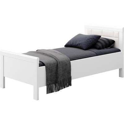 Einzelbett PRIESS "Arnsberg", weiß (lichtweiß, weiß), B:108cm L:208cm, Betten, Jugendbett Kinder-Einzelbett Bettgestell, Komforthöhe mit gepolstertem Kopfteil Image