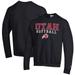 Men's Champion Black Utah Utes Softball Stack Pullover Crewneck Sweatshirt