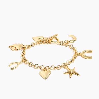 J. Crew Jewelry | J Crew Gold Good Luck Charm Bracelet Nwt | Color: Gold | Size: Os