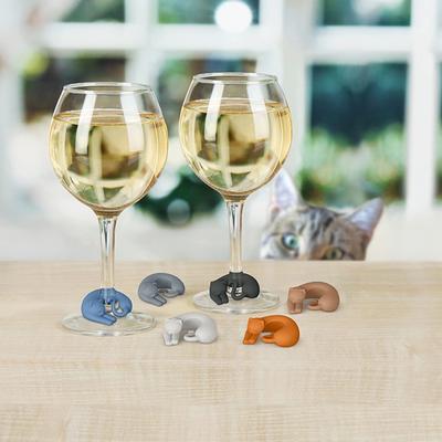 Urban Outfitters Dining | $5 Sale Nib Wine Lives Cat Wine Glass Charms | Color: Brown/Gray | Size: Os