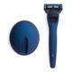 Bolin Webb Razor and Stand in Matte Blue. Fitted with Gillette Fusion5 Blade Cartridge Technology for The Closest Shave. Luxury Razors for Men - Giftable X1 Style.