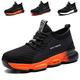 Safety Trainers Men Women Steel Toe Cap Trainers Safety Shoes Work Trainers Lightweight Non Slip Work Safety Boots Industrial Protective Sneakers Black Orange 12 UK