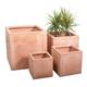 Primrose Outdoor Fibrecotta Terracotta Cube Garden Planter Pots XL 50cm³ (19.7in³)