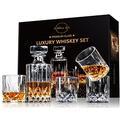 LIGHTEN LIFE 5 Piece Whiskey Decanter Sets,Non-Lead Whiskey Decanter with 4 Glasses in Gift Box,Crystal Bourbon Decanter Set,Scotch Decanter Set with Glasses,Whiskey Decanter Sets for Men,Dad,Husband