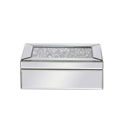 Elegant 10" Rectangle Crystal Jewelry Box Silver Royal Cut Clear Mirror 10"W (MR9209 J19VR)