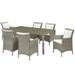 Side Dining Chair and Table Set Rattan Wicker Light Grey Gray White Modern Contemporary Urban Design Outdoor Patio Balcony Cafe Bistro Garden Furniture Hotel Hospitality